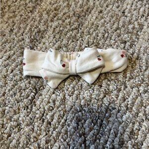 Police Cream and Red Cherry Bow Headband